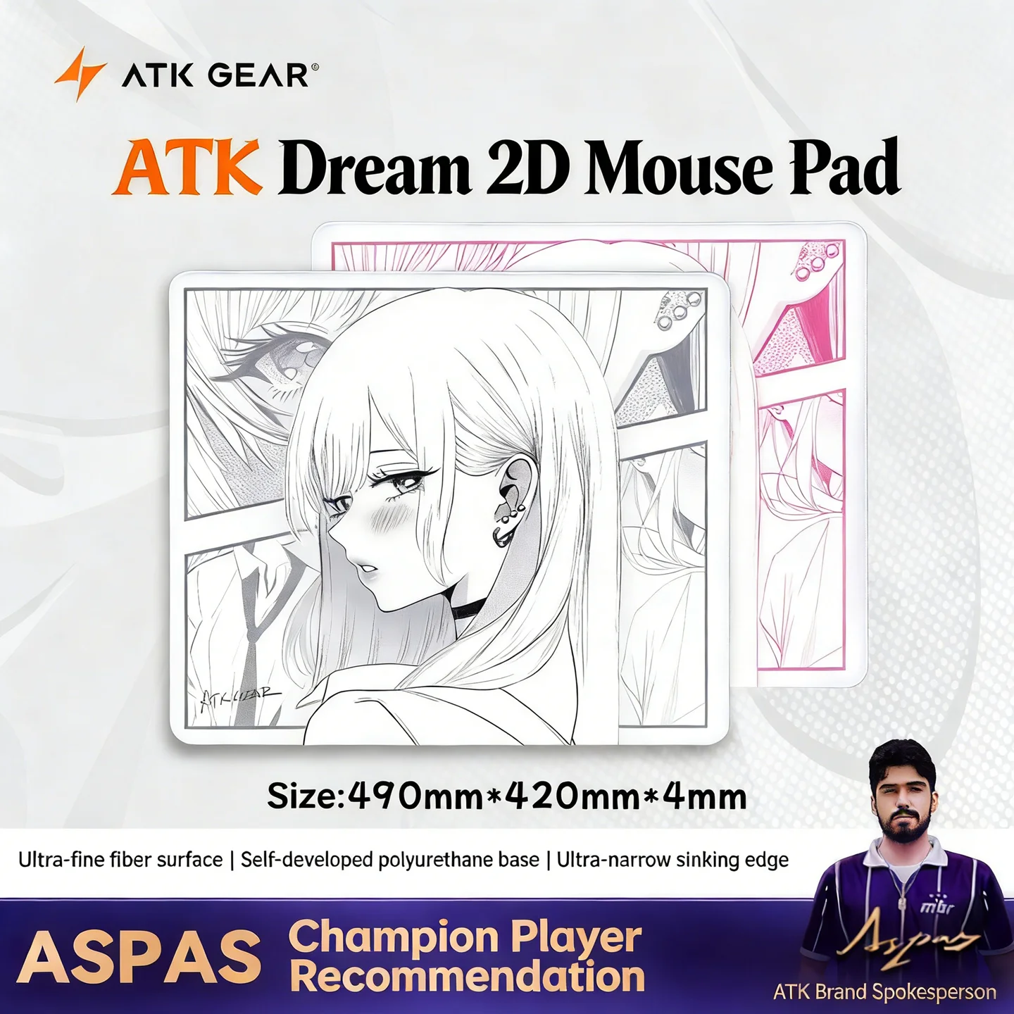 Fps Gaming Mouse - ATK ドリームアニメスタイルマウスパッド特大490x420mmニュートラルスムースFPS専用パッド（ヴァロラントeスポーツゲーマー向け、オフィスデスク用）M