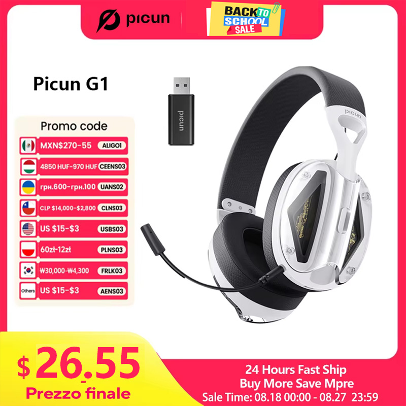 Pc Gaming X3D - Picun-G1ワイヤレスゲーミングヘッドセット,3Dサラウンドサウンド,空間オーディオ,PC,HDマイク,ゲーマー用ヘッドフォン,軽量,ps5,pc,電話,2.4ghz