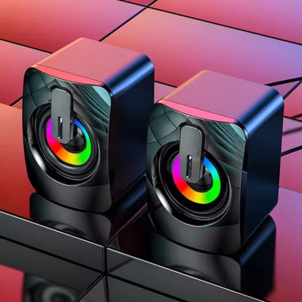 Pc Gaming Fullset - コンピュータースピーカー PCサウンドボックス HIFIステレオマイク LEDライト付き デスクトップコンピューターサラウンドミュージック用 RGBゲーミングスピーカー