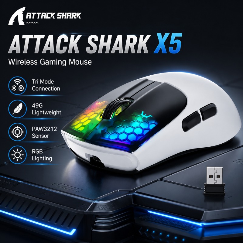Pc Gaming X3D - ATTACK SHARK X5 ワイヤレスゲーミングマウス トリモード Bluetooth
