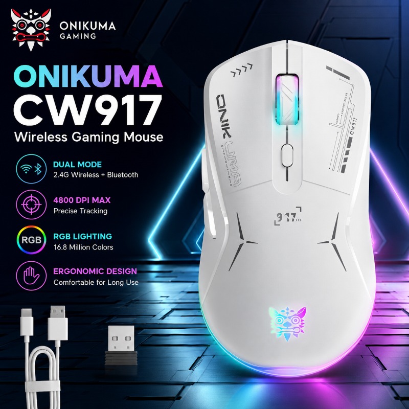 Pc Gaming X3D - ONIKUMA CW917 ワイヤレス/有線ゲーミングマウス デュアルモード 4800 DPI