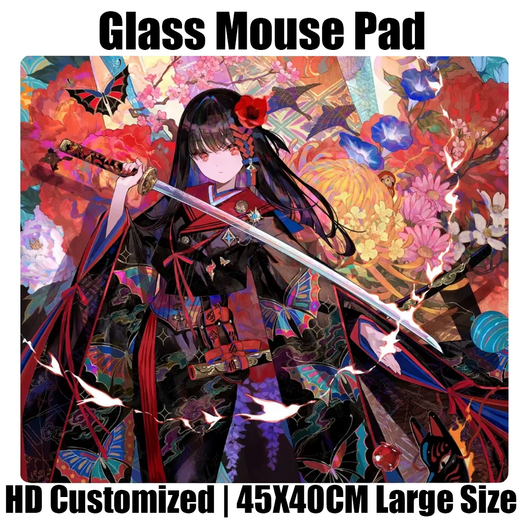 Fps Gaming Mouse - 日本のアニメフラワーガールガラスマウスパッドゲーム用再現アップグレードコーティングされた滑らかな表面カスタムゲーマーFPSゲーミングデスクマット
