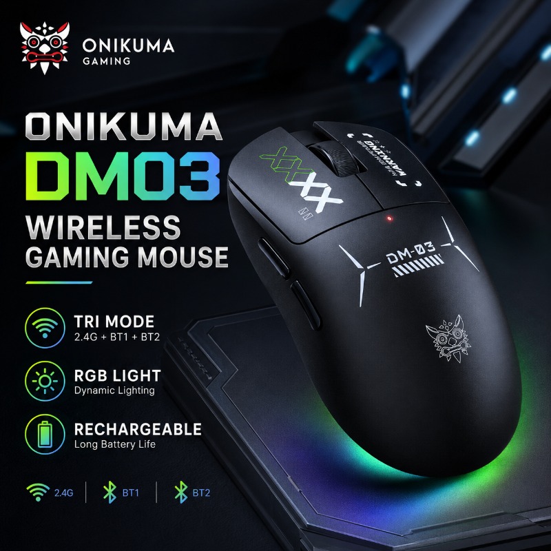 Pc Gaming X3D - ONIKUMA DM03 ワイヤレスゲーミングマウス トライモード Bluetooth 2.4G