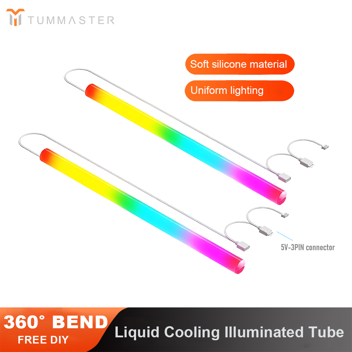 Pc Water Cooling - TUMMASTER ARGB 水冷スリーブ 5V3 ピンソフトシリコン水冷発光チューブ PC