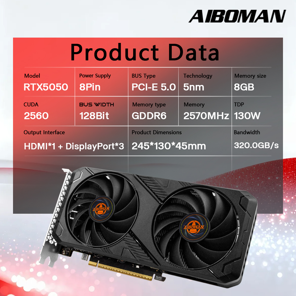 AIBOMAN RTX5050 8GB グラフィックカード  - Pc Gaming Nvidia のレビューと価格
