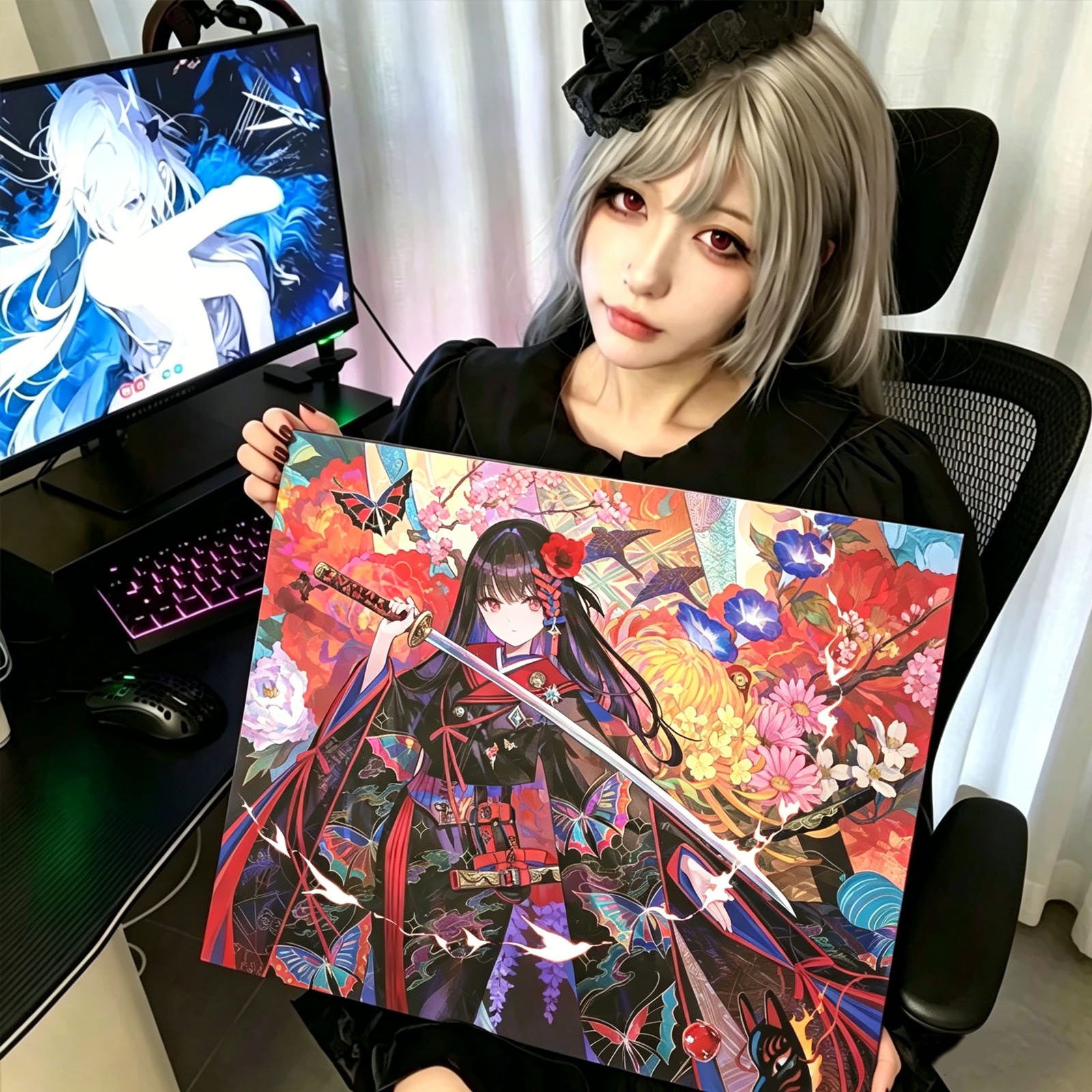 日本のアニメフラワーガールガラスマウスパッドゲーム用再現アッ - Fps Gaming Mouse のレビューと価格
