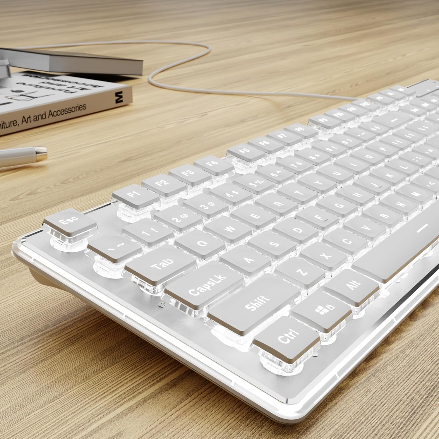 有線USBキーボード、ホワイトバックライトメタルパネル、プデ - Pc Gaming Fullset のレビューと価格